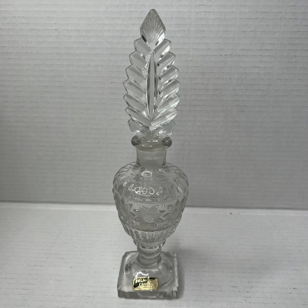 Belmont Crystal Pedestal Perfume Bottle‎ Sunflower Pattern Made in USA